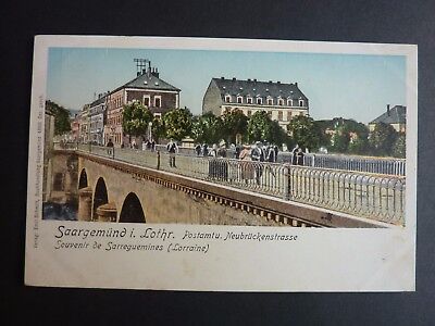 SARREGUEMINES Saargemund Moselle CPA 57 pont carte souvenir à dorures gruss aus