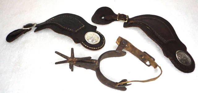 1 ANTIQUE Hand FORGED Heavy 1800's Mexican Spur Has Buttons + more