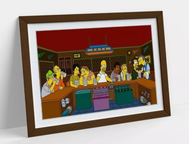 Simpsons The Last Supper -Art Framed Poster Picture Print Artwork- Brown Yellow 2