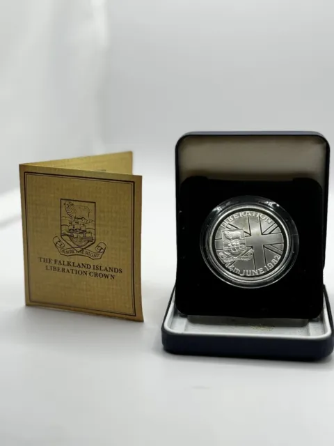Falkland Islands 1982 Liberation Silver Proof 50p Crown, Boxed With COA