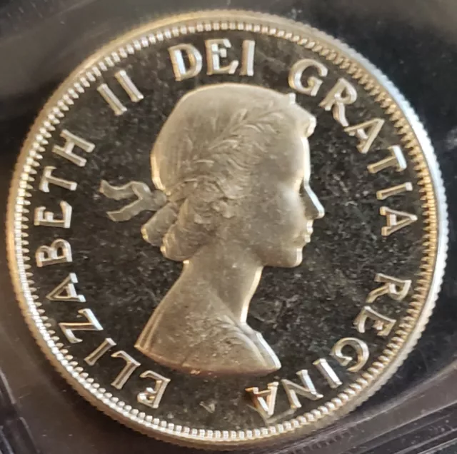 1959 CANADA 50c Silver Half Dollar Coin QEII ICCS Graded: PL66 HEAVY CAMEO 3