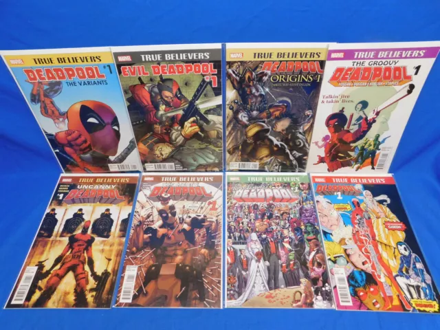 TRUE BELIEVERS DEADPOOL #1 Lot Of 8 MARVEL COMICS 2016 NEW MUTANTS #98