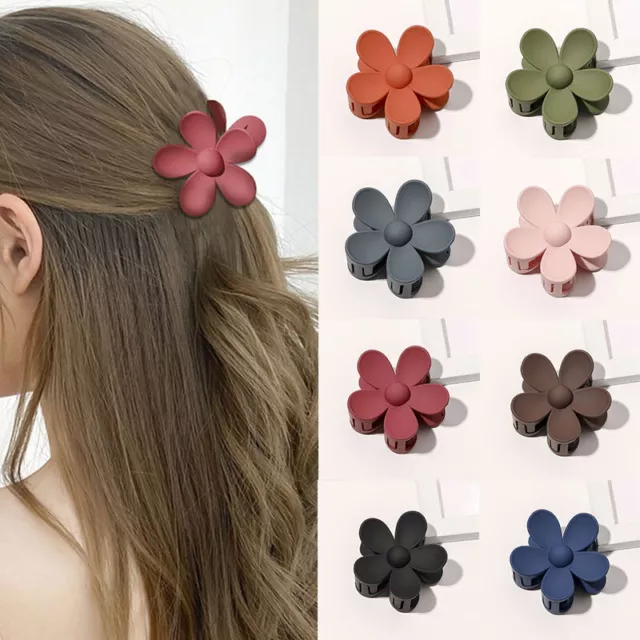 Women Frosted Big Flower Shaped Hair Claw Clip Grip Lady Sweet Hairpin Barret