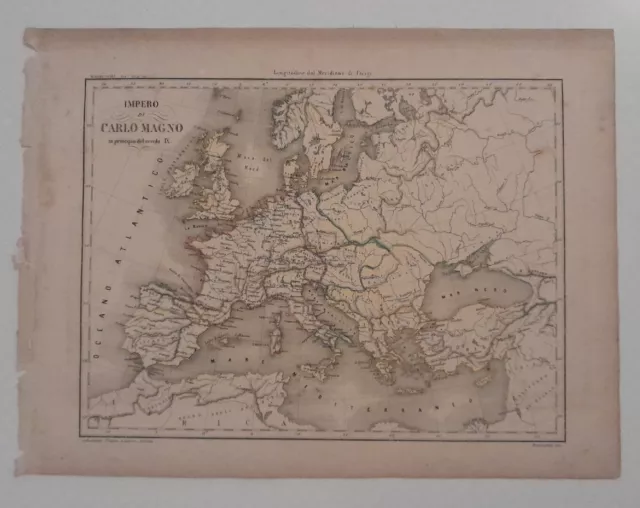 Impero di Carlo Magno in principio del secolo IX_Originale cartina del Marmocchi
