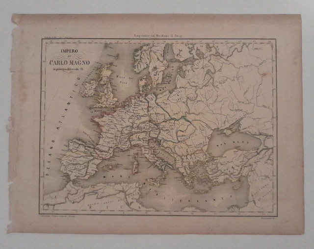 Impero di Carlo Magno in principio del secolo IX_Originale cartina del Marmocchi