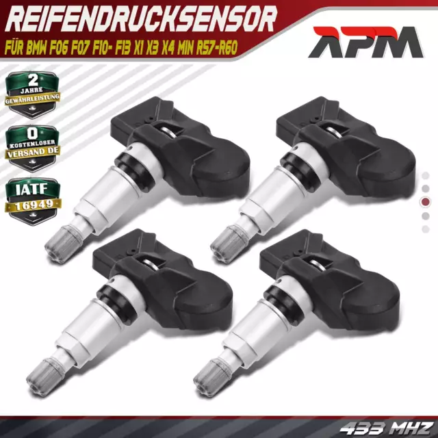 4x Reifendrucksensor TPMS für BMW F06 F07 F10 F11 F12 F13 X1 X3 X4 Min R57-R60