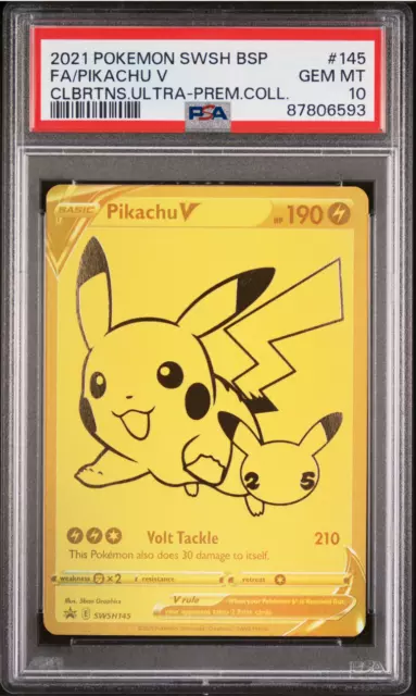 2021 Pokemon Pikachu V Celebrations Ultra-Prem. Coll. FA Promo #SWSH145 PSA 10