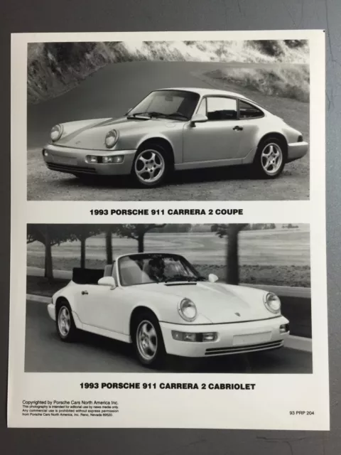 1993 Porsche 911 Carrera 2 Coupe & Cabriolet PCNA Issued Press Photo RARE!! L@@K