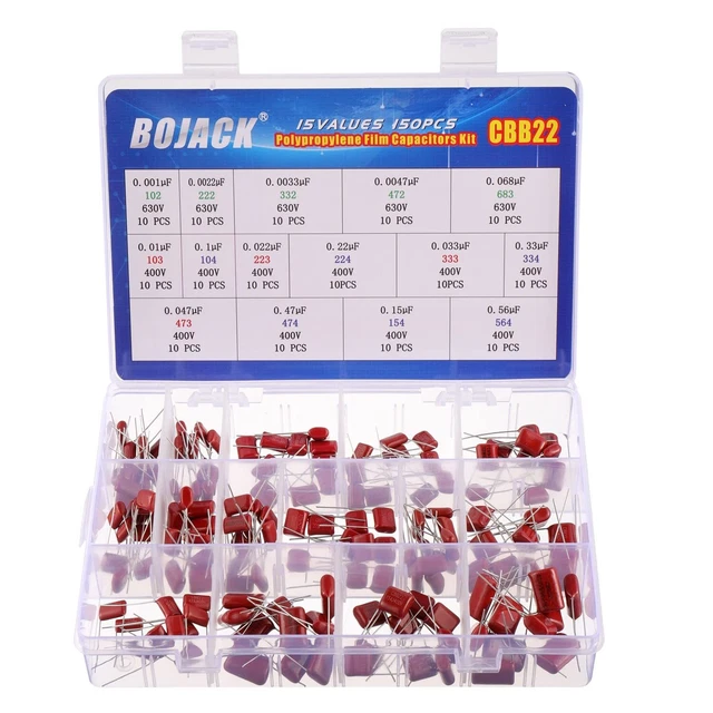 15 Values 150 Pcs Metallized Polypropylene Film DC Capacitor 400V/0.01...
