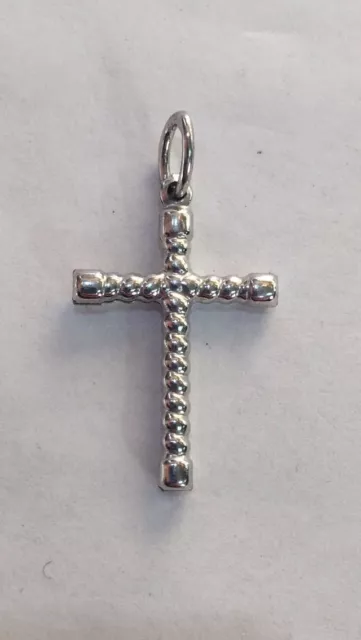 .925 Sterling Silver Cross Reversable 1.0 Grams Religious Charm Medal 1 1/4 Inch