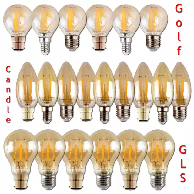 2W 4W 6W Vintage Filament LED Edison Bulb Decorative Amber Light B22 E27 E14 A+