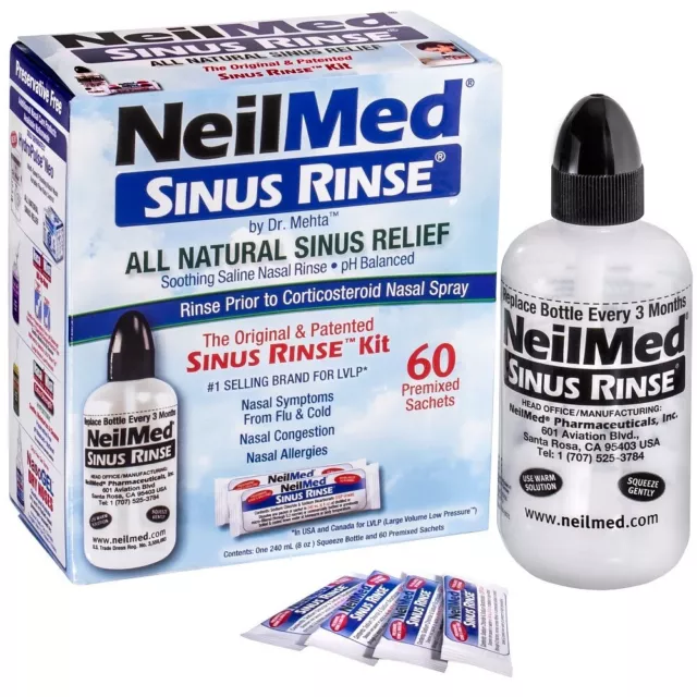 NeilMed Sinus Rinse Kit – 60 vorgemischte Beutel + Flasche 240 ml