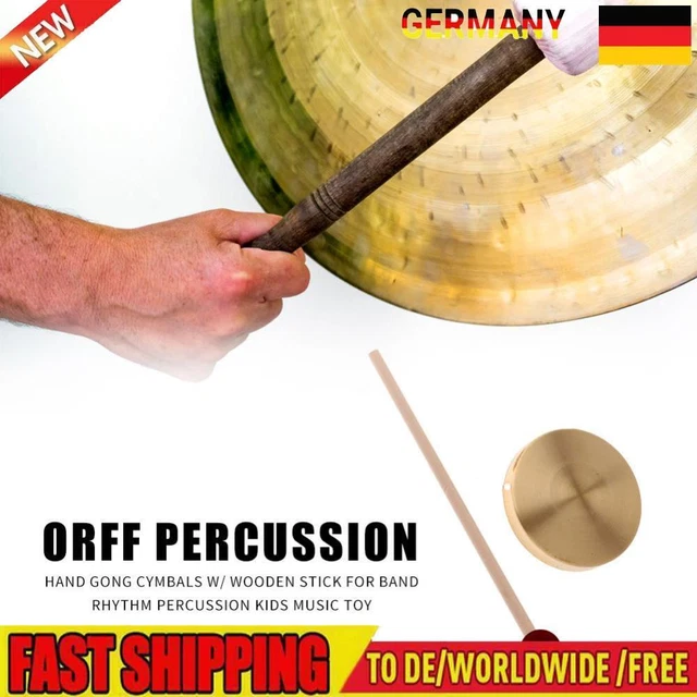 21cm Hand Gong Copper Cymbals with Wooden Stick for Band Rhythm Kids Music Toy