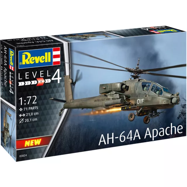 Revell AH-64A Apache Helicopter Model Kit 03824 Detailed Cockpit Scale 1:72