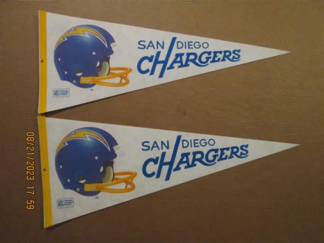 NFL San Diego Chargers Vintage Defunct Lot of 2 1980's 3D Team Logo Pennants