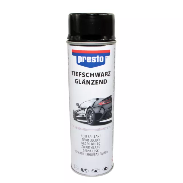 Pintura de Llantas 500ML Carrocería Lacado Acrílico Spray Negro Brillo Presto