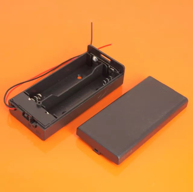 Quality 18650 2 Cell 3.7V Battery Holder Wired Case Box with Lid On/Off Switch