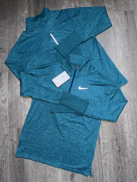 Top Nike donna Drifit Element 2.0 verde acqua verde acqua verde mezza cerniera nuovo con etichette medio 1/2 3M