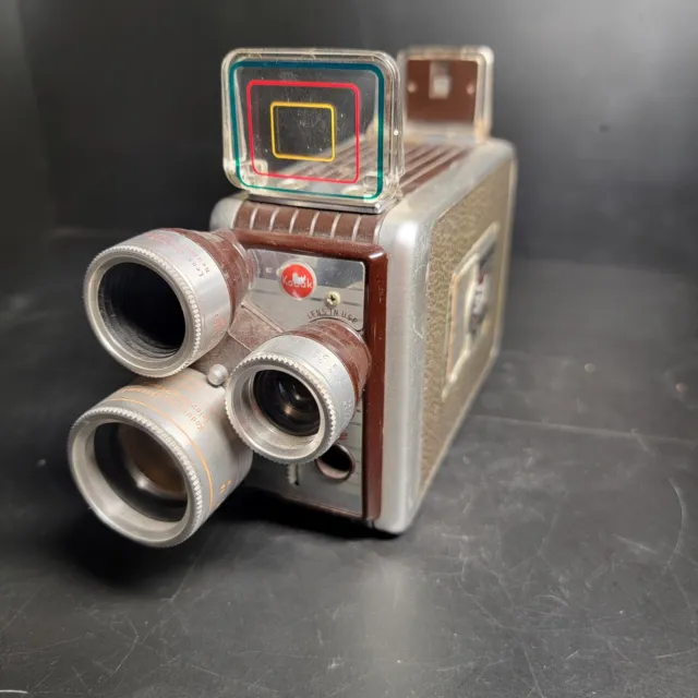 Vintage Kodak Brownie 8mm Camera Turret F-1.9 1950's 3 Lens