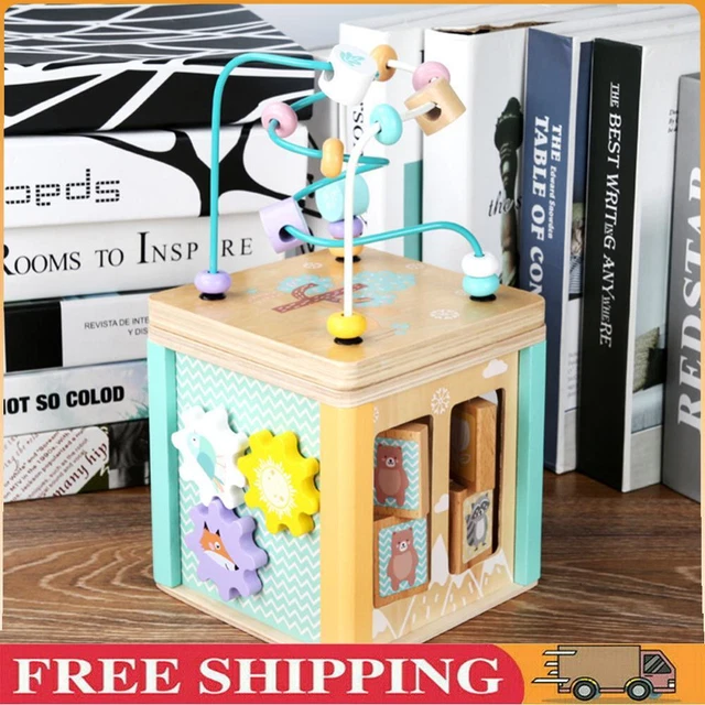 WOODEN ACTIVITY CUBE Fine Motor Skill Development (Forest Tetrahedron ...