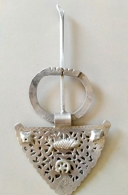 Broche Fibule Art Déco Argent Massif 925 - Pierre Rouge - Créateur