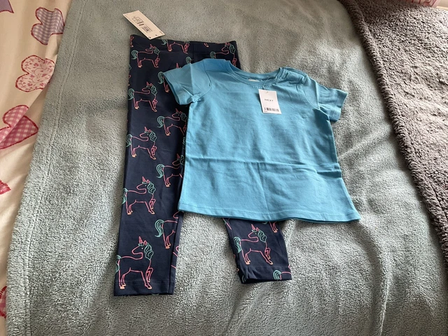 BNWT M and S Girls Unicorn Leggings And Next T shirt , Outfit Bundle age 5-6