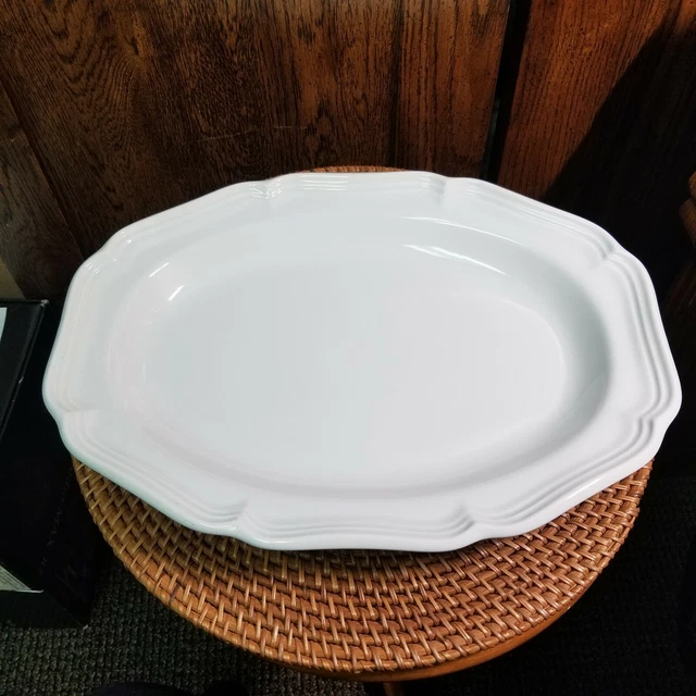 MIKASA FRENCH COUNTRYSIDE White Scalloped Edge 14 Oval Serving Platter 