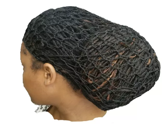 Black Tam Hat Long Cover Fish Hair Net Hairnet Snood Large Crochet Rasta Jamaica