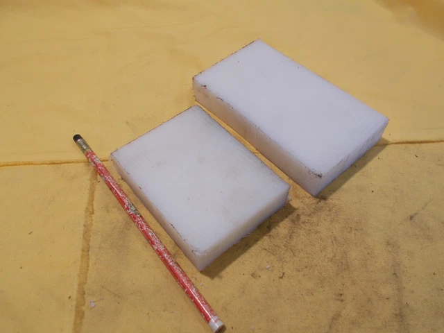 2 pc LOT of NATURAL NYLON BAR machinable plastic flat sheet stock 1" x 3"