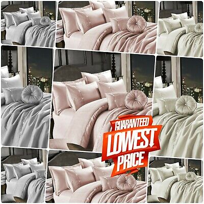 CASSANDRA EMBROIDERED 100% Polyester Duvet Quilt Cover Set Bed Set Or BedSpread 