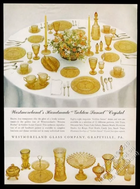 1962 Westmoreland Golden Sunset crystal glass plate etc photo vintage print ad