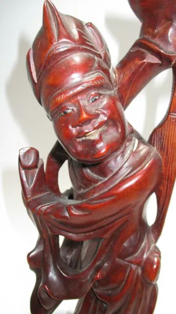 Vintage Asian Natural Boxwood Statue of Deities Folk Hero 14" 2