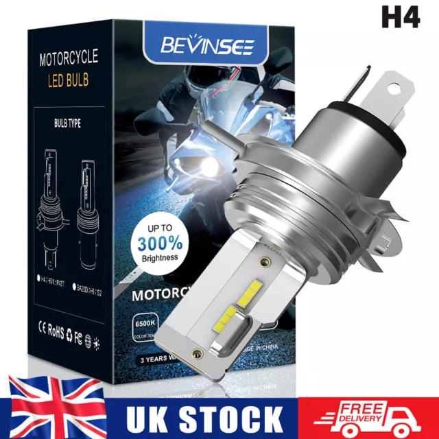 H4 HS1 HB2 LED Motorcycle Headlight Bulb 1500LM 6000K 18W High Low Beam Lamp  12V £13.99 - PicClick UK