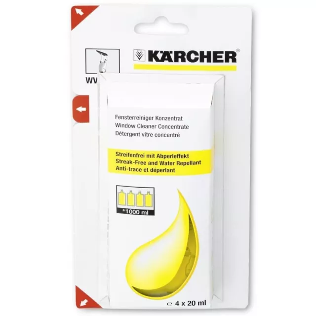 Kärcher Glasreiniger Konzentrat Reinigungsmittel 4x 20ml für Glas Fenster Fläche