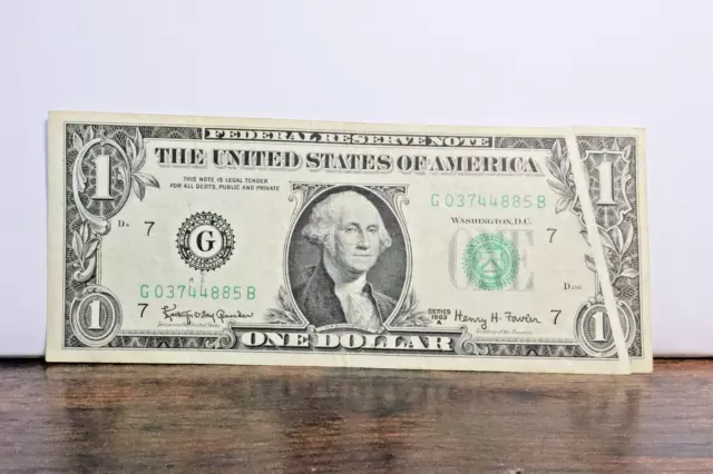 1963 A $1 Federal Reserve Note Chicago- Error Gutter Fold