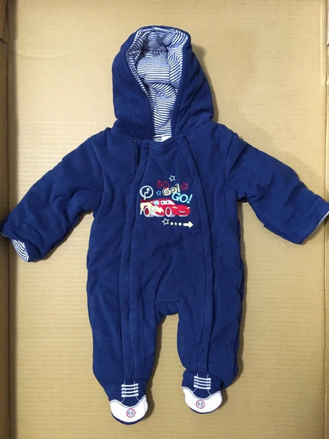Disney Cars Snowsuit Bunting Infant Baby Boy Size 0-3 Months Blue Warm Outerwear
