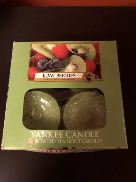 Yankee Candle One Box Of 12 Kiwi Berries scented tealights Tea Lights RARE NEW