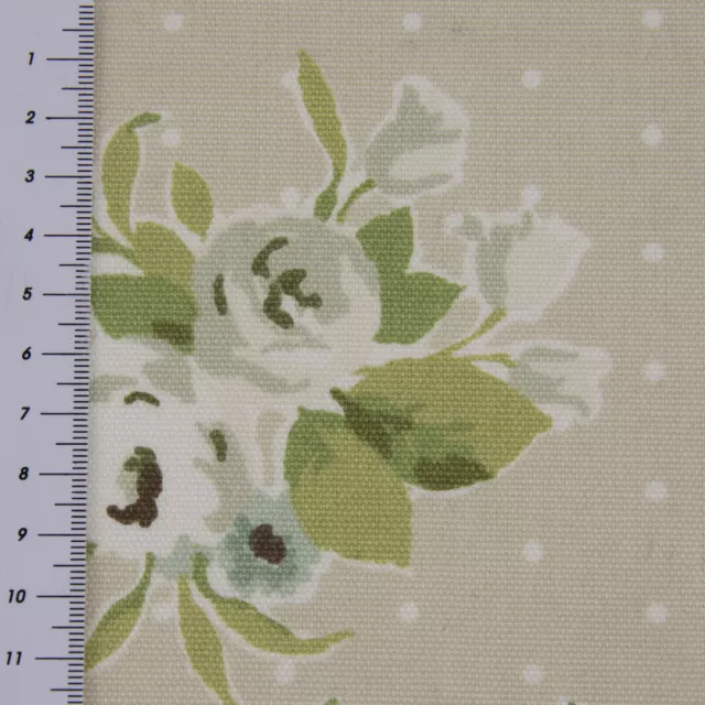 Tela Decorativa Tela de Algodón Rosas Puntos Beige Verde Blanco 1,38m Ancho 3