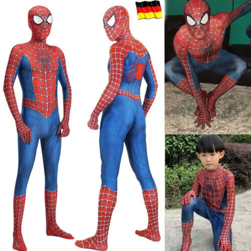 Spiderman Kostüm Erwachsene Kinder Karneval Marvel Overall Spielanzug Cosplay DE