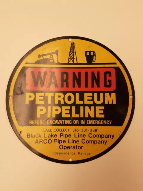 Petroleum Pipeline metal sign mancave oil warning sign vintage