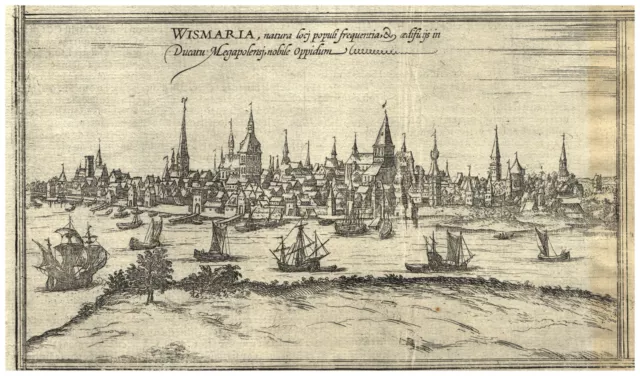 Rostock Gesamtansicht Original Kupferstich Braun Hogenberg 1572