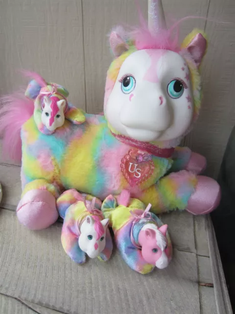 Ed Kaplan UNICORN SURPRISE Crystal Rainbow Plush & 3 Babies Baby Pony Set