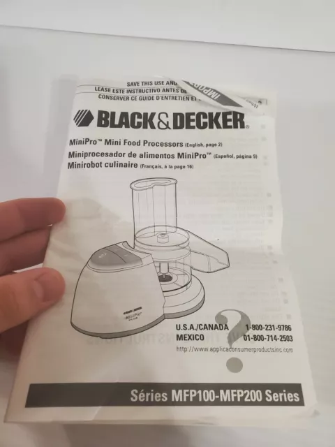 Black & Decker Mini Pro MFP100 Food Processor - (Works but, button