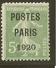 FRANCE PREO 24 "SEMEUSE 5c POSTES PARIS 1920" NEUF (x)