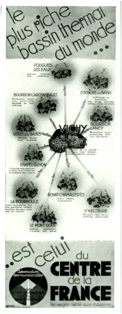 Publicité ancienne bassin thermal centre de la France 1931 issue de magazine