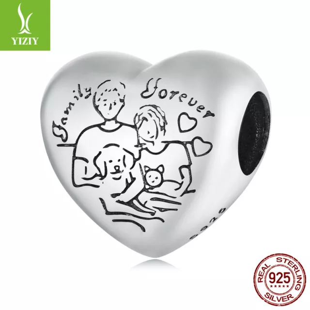 Fashion Women 925 Sterling Silver family forever Bead Charm Jewelry Fit Bracelet