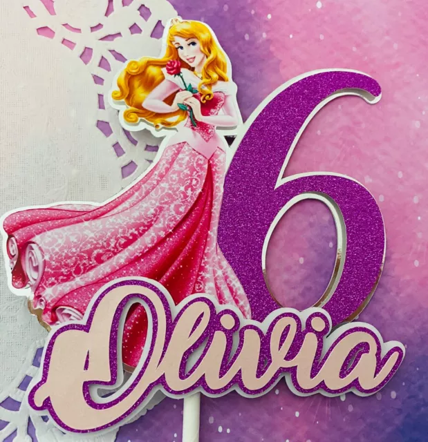 Personalised Disney Princess Aurora Inspired Cake Topper, Birthday Cake Decorati