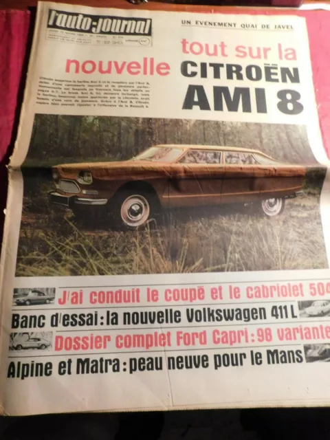 1969 L'auto Journal Volkswagen 411 L Citroen Ami 8 Lancia Flavia 2000 Ford Capri