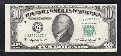 1950-B $10 Ten Dollars Frn Federal Reserve Note Chicago, Il Extremely Fine