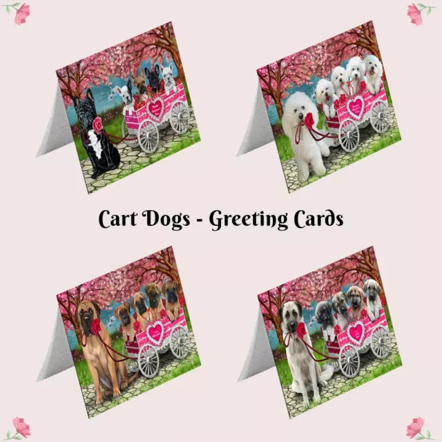 I Love Dog Cat in a Cart Greeting Cards,Pet Lovers Valentine invitation card